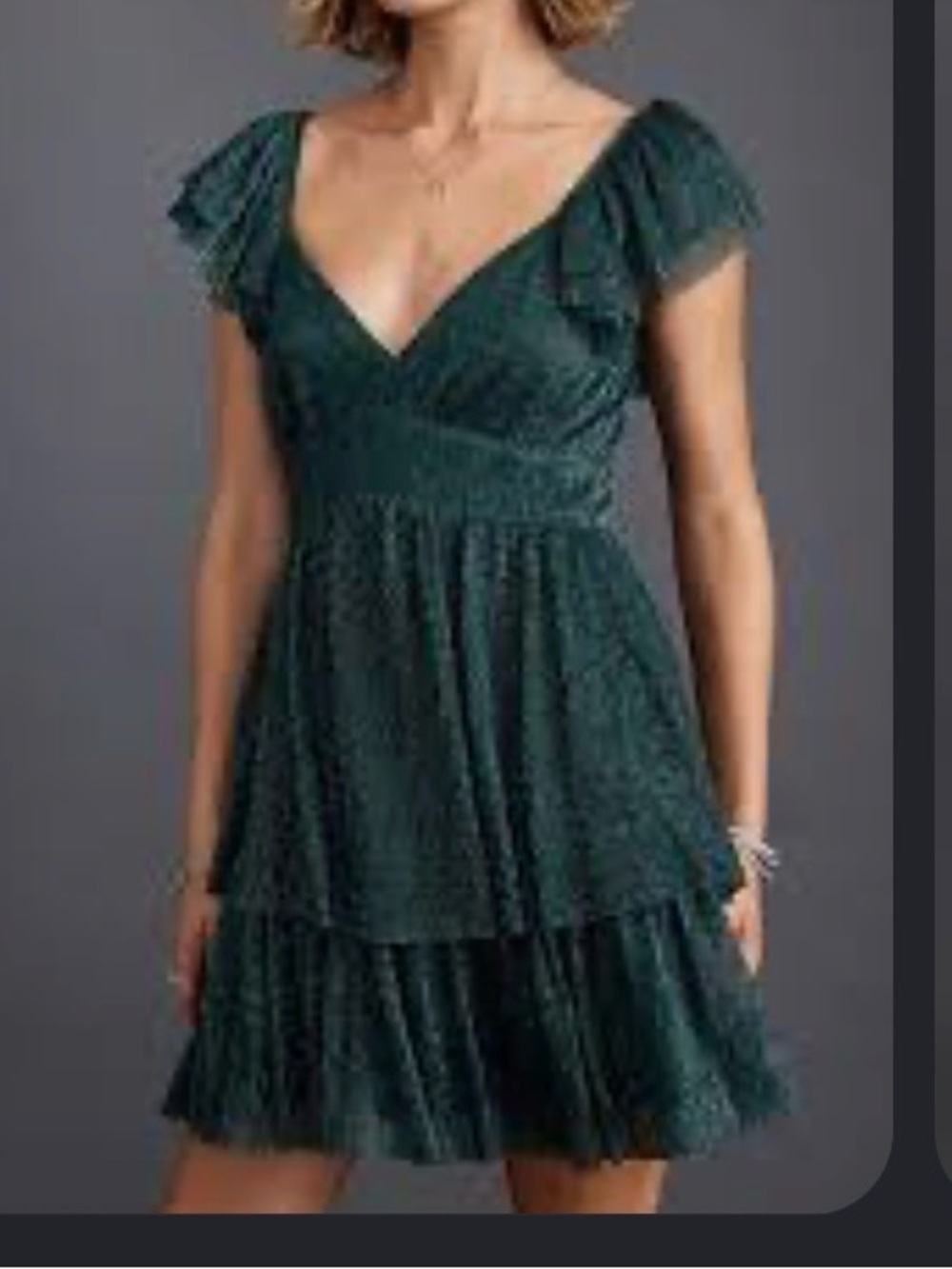 Women’s Forest Green V-Neck Tiered Party Dress Francesca’s